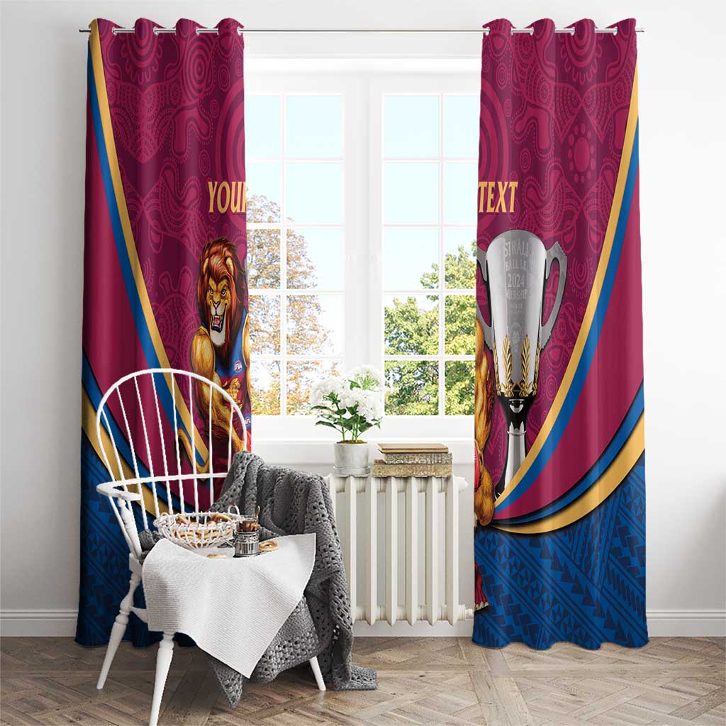 Personalised AFL Brisbane Lions Window Curtain 2024 We Are The Champions - Trophy Style
