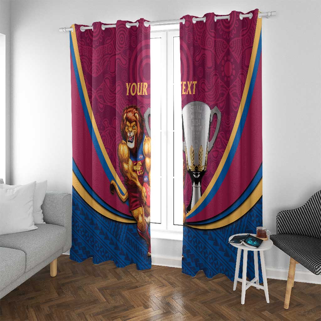 Personalised AFL Brisbane Lions Window Curtain 2024 We Are The Champions - Trophy Style