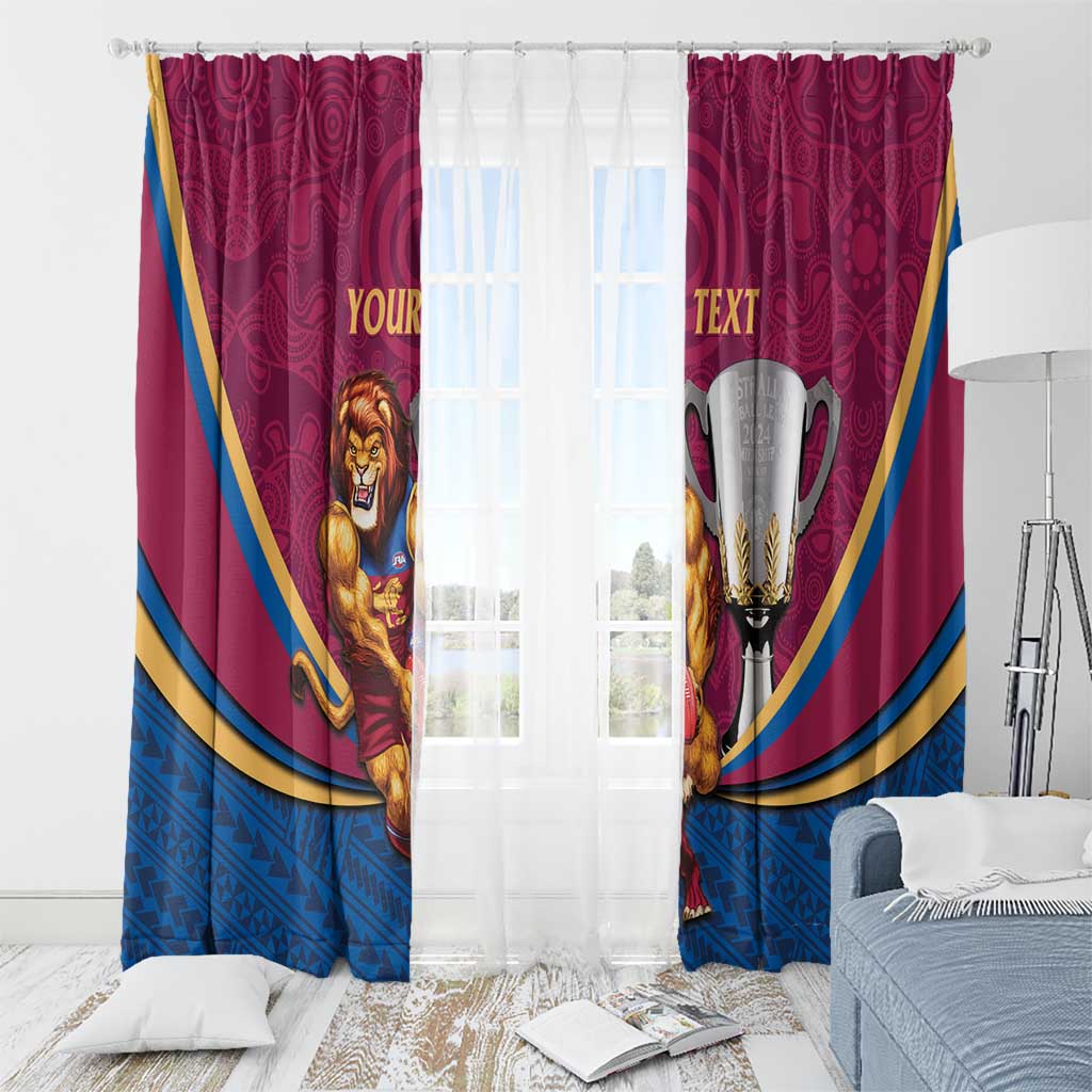 Personalised AFL Brisbane Lions Window Curtain 2024 We Are The Champions - Trophy Style