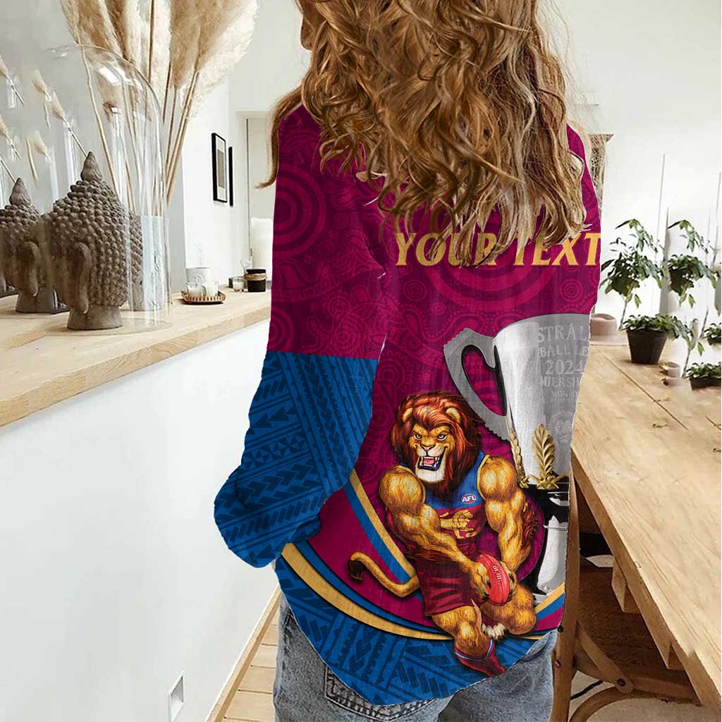 Personalised AFL Brisbane Lions Women Casual Shirt 2024 We Are The Champions - Trophy Style