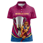 Personalised AFL Brisbane Lions Women Polo Shirt 2024 We Are The Champions - Trophy Style