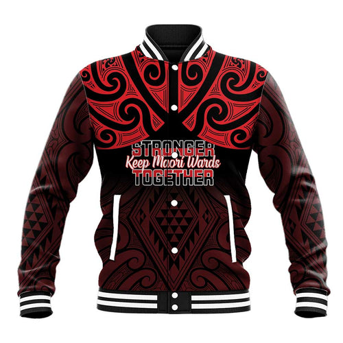 Personalised Keep Maori Wards New Zealand Baseball Jacket Stronger Together Aotearoa Taniko - Aussie Hoodie