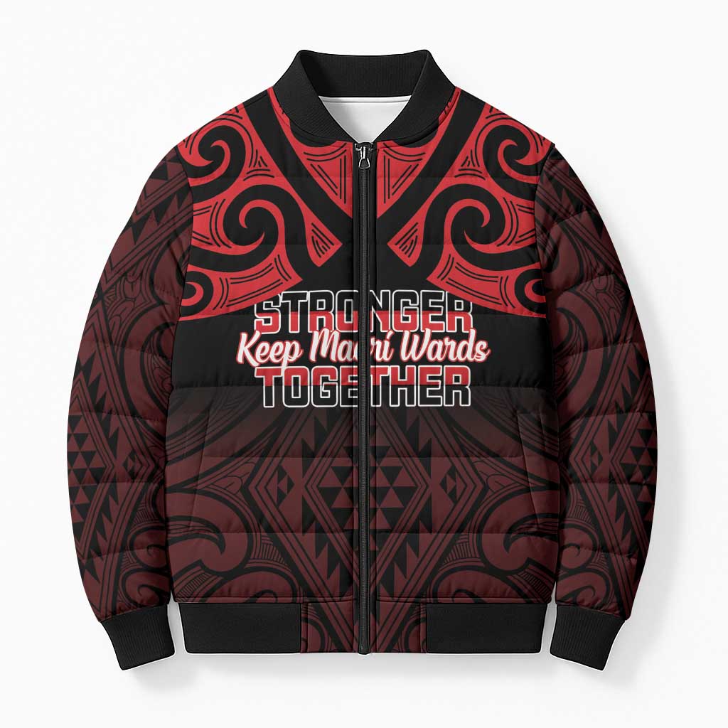 Personalised Keep Maori Wards New Zealand Bomber Puffer Jacket Stronger Together Aotearoa Taniko - Aussie Hoodie