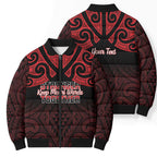 Personalised Keep Maori Wards New Zealand Bomber Puffer Jacket Stronger Together Aotearoa Taniko - Aussie Hoodie