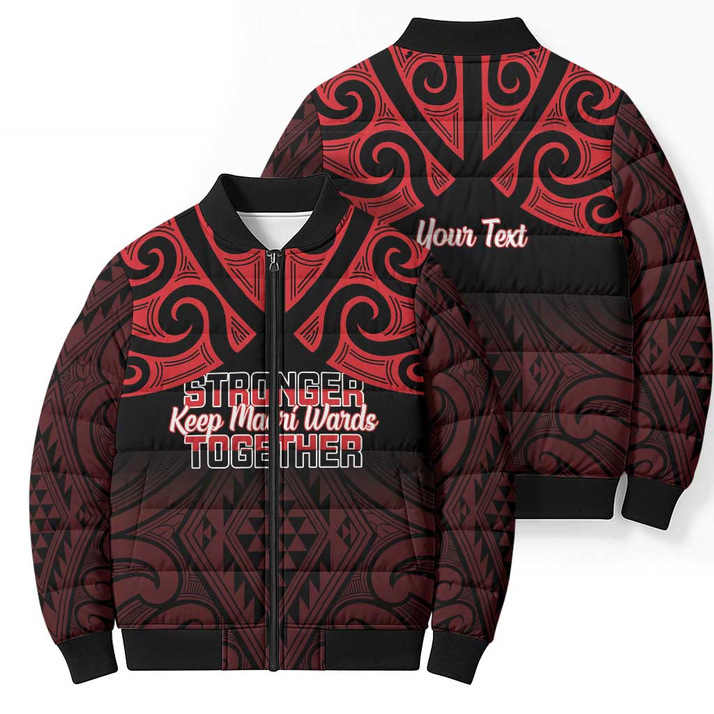 Personalised Keep Maori Wards New Zealand Bomber Puffer Jacket Stronger Together Aotearoa Taniko - Aussie Hoodie