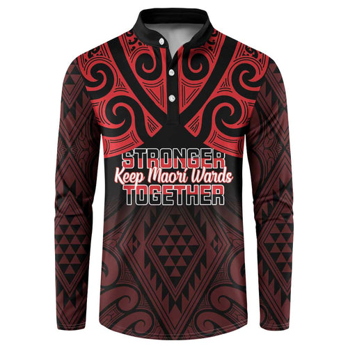 Personalised Keep Maori Wards New Zealand Button Sweatshirt Stronger Together Aotearoa Taniko - Aussie Hoodie