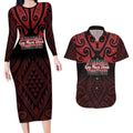 Personalised Keep Maori Wards New Zealand Couples Matching Long Sleeve Bodycon Dress and Hawaiian Shirt Stronger Together Aotearoa Taniko - Aussie Hoodie