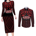 Personalised Keep Maori Wards New Zealand Couples Matching Long Sleeve Bodycon Dress and Long Sleeve Button Shirt Stronger Together Aotearoa Taniko - Aussie Hoodie