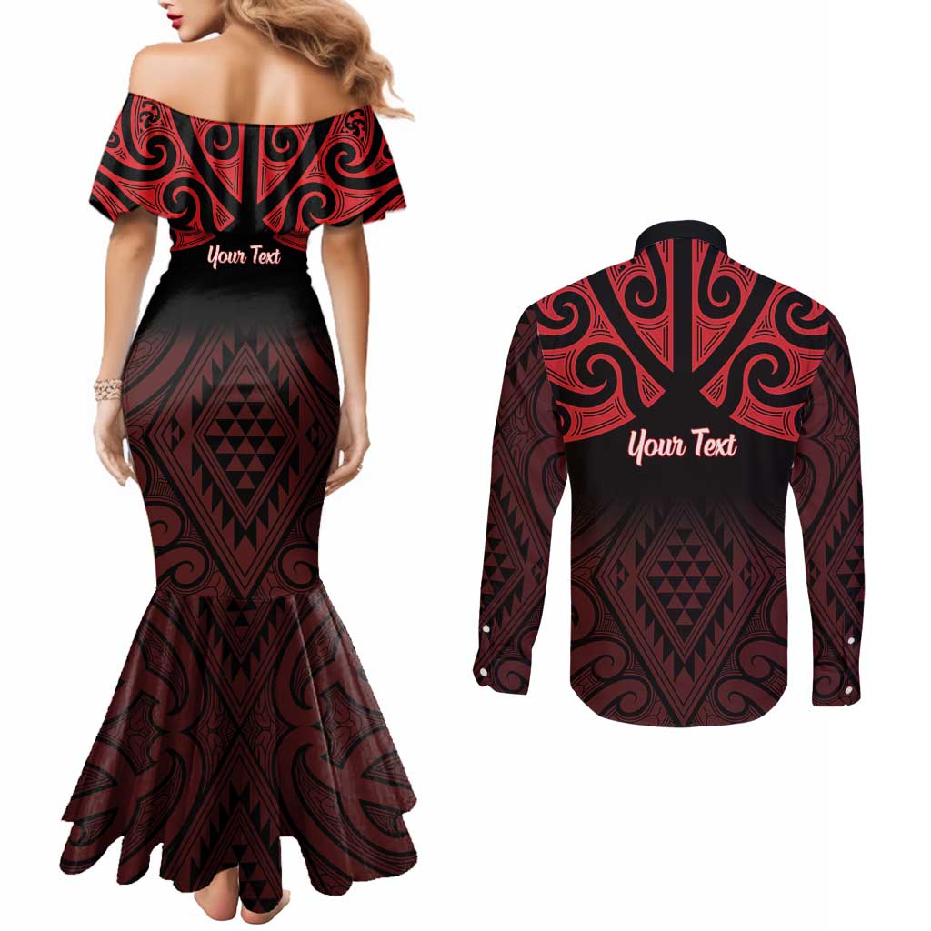 Personalised Keep Maori Wards New Zealand Couples Matching Mermaid Dress and Long Sleeve Button Shirt Stronger Together Aotearoa Taniko - Aussie Hoodie