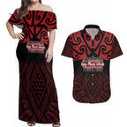 Personalised Keep Maori Wards New Zealand Couples Matching Off Shoulder Maxi Dress and Hawaiian Shirt Stronger Together Aotearoa Taniko - Aussie Hoodie