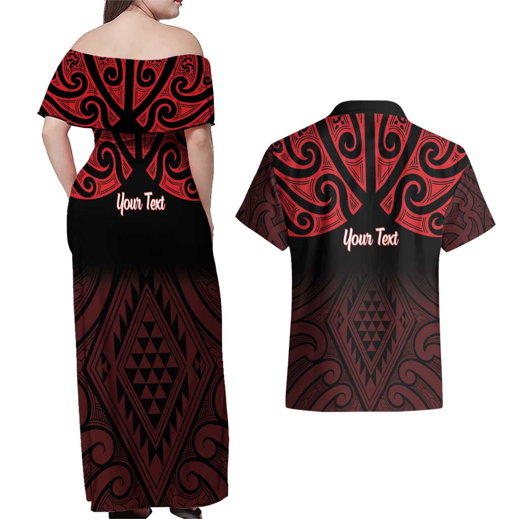 Personalised Keep Maori Wards New Zealand Couples Matching Off Shoulder Maxi Dress and Hawaiian Shirt Stronger Together Aotearoa Taniko - Aussie Hoodie