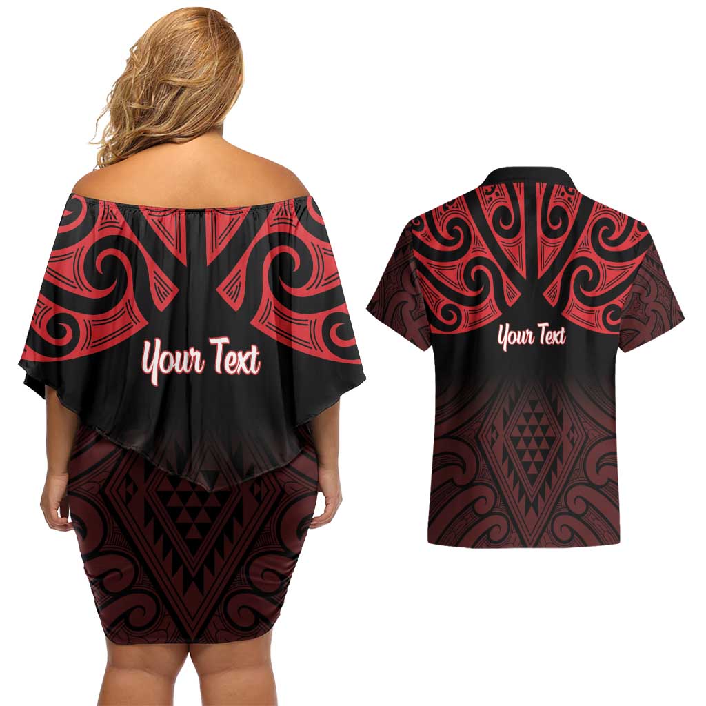 Personalised Keep Maori Wards New Zealand Couples Matching Off Shoulder Short Dress and Hawaiian Shirt Stronger Together Aotearoa Taniko - Aussie Hoodie
