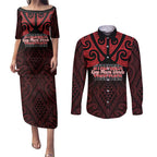 Personalised Keep Maori Wards New Zealand Couples Matching Puletasi and Long Sleeve Button Shirt Stronger Together Aotearoa Taniko - Aussie Hoodie