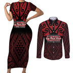 Personalised Keep Maori Wards New Zealand Couples Matching Short Sleeve Bodycon Dress and Long Sleeve Button Shirt Stronger Together Aotearoa Taniko - Aussie Hoodie
