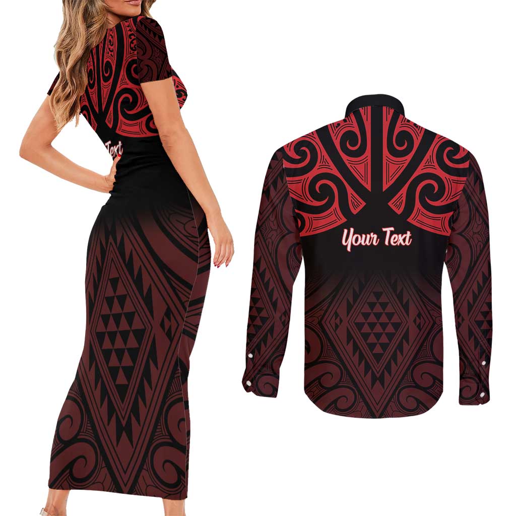 Personalised Keep Maori Wards New Zealand Couples Matching Short Sleeve Bodycon Dress and Long Sleeve Button Shirt Stronger Together Aotearoa Taniko - Aussie Hoodie