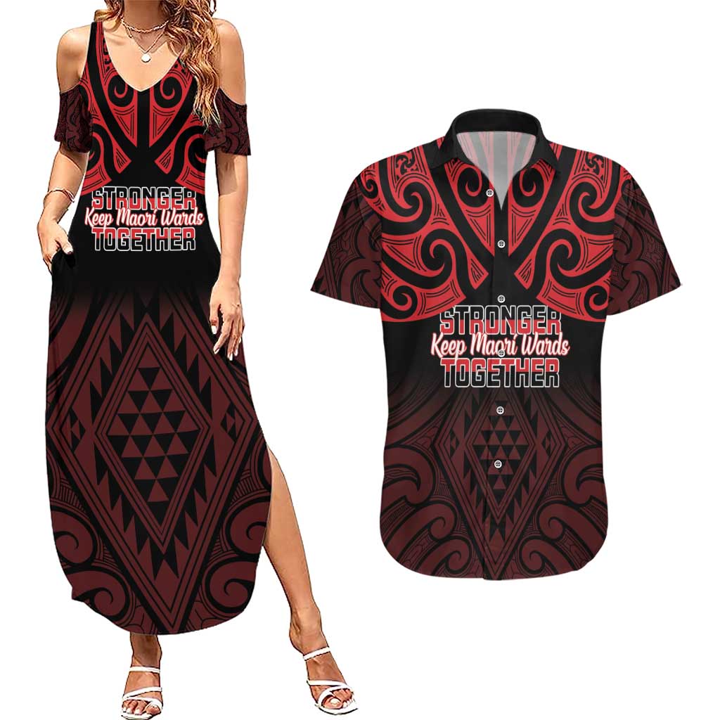 Personalised Keep Maori Wards New Zealand Couples Matching Summer Maxi Dress and Hawaiian Shirt Stronger Together Aotearoa Taniko - Aussie Hoodie