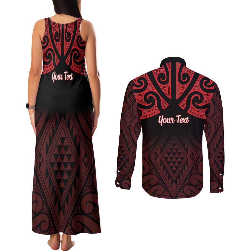 Personalised Keep Maori Wards New Zealand Couples Matching Tank Maxi Dress and Long Sleeve Button Shirt Stronger Together Aotearoa Taniko - Aussie Hoodie