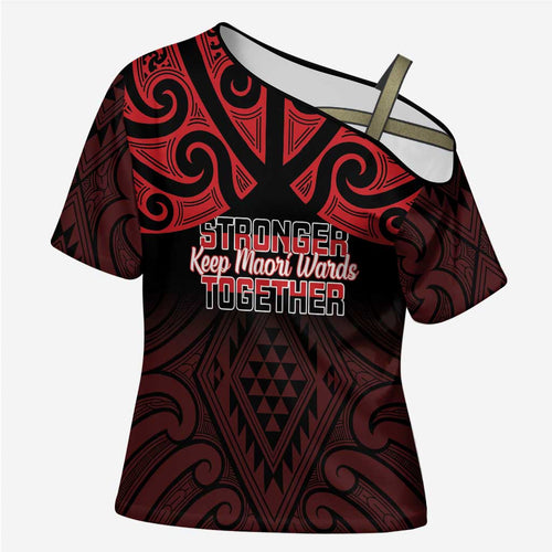 Personalised Keep Maori Wards New Zealand Cross Shoulder Shirt Stronger Together Aotearoa Taniko - Aussie Hoodie
