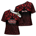 Personalised Keep Maori Wards New Zealand Cross Shoulder Shirt Stronger Together Aotearoa Taniko - Aussie Hoodie