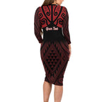 Personalised Keep Maori Wards New Zealand Family Matching Long Sleeve Bodycon Dress and Hawaiian Shirt Stronger Together Aotearoa Taniko - Aussie Hoodie