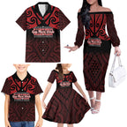 Personalised Keep Maori Wards New Zealand Family Matching Off The Shoulder Long Sleeve Dress and Hawaiian Shirt Stronger Together Aotearoa Taniko - Aussie Hoodie