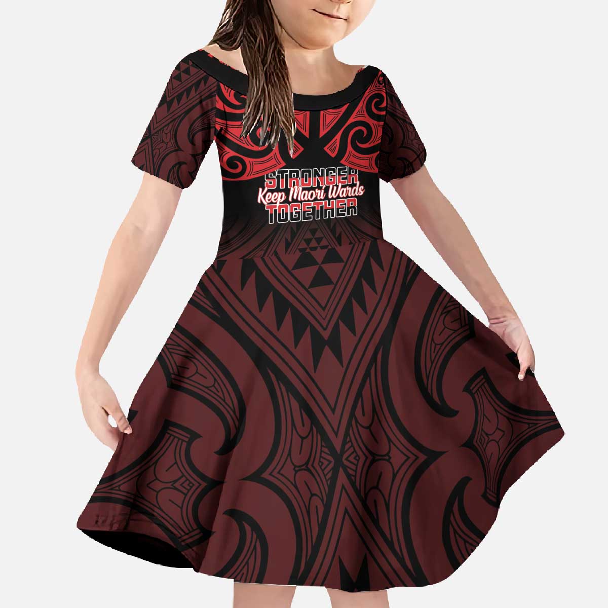 Personalised Keep Maori Wards New Zealand Family Matching Off The Shoulder Long Sleeve Dress and Hawaiian Shirt Stronger Together Aotearoa Taniko - Aussie Hoodie