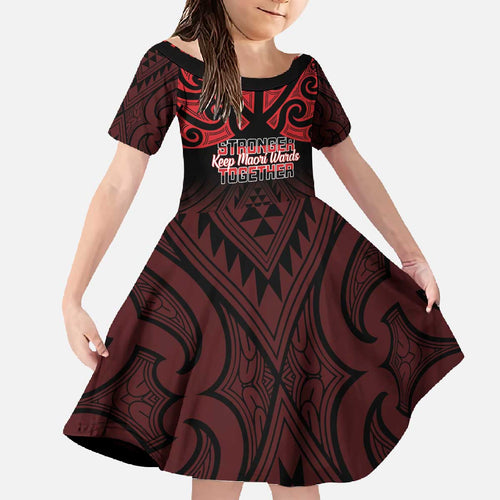 Personalised Keep Maori Wards New Zealand Family Matching Off The Shoulder Long Sleeve Dress and Hawaiian Shirt Stronger Together Aotearoa Taniko - Aussie Hoodie