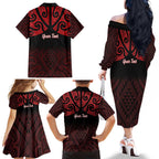 Personalised Keep Maori Wards New Zealand Family Matching Off The Shoulder Long Sleeve Dress and Hawaiian Shirt Stronger Together Aotearoa Taniko - Aussie Hoodie