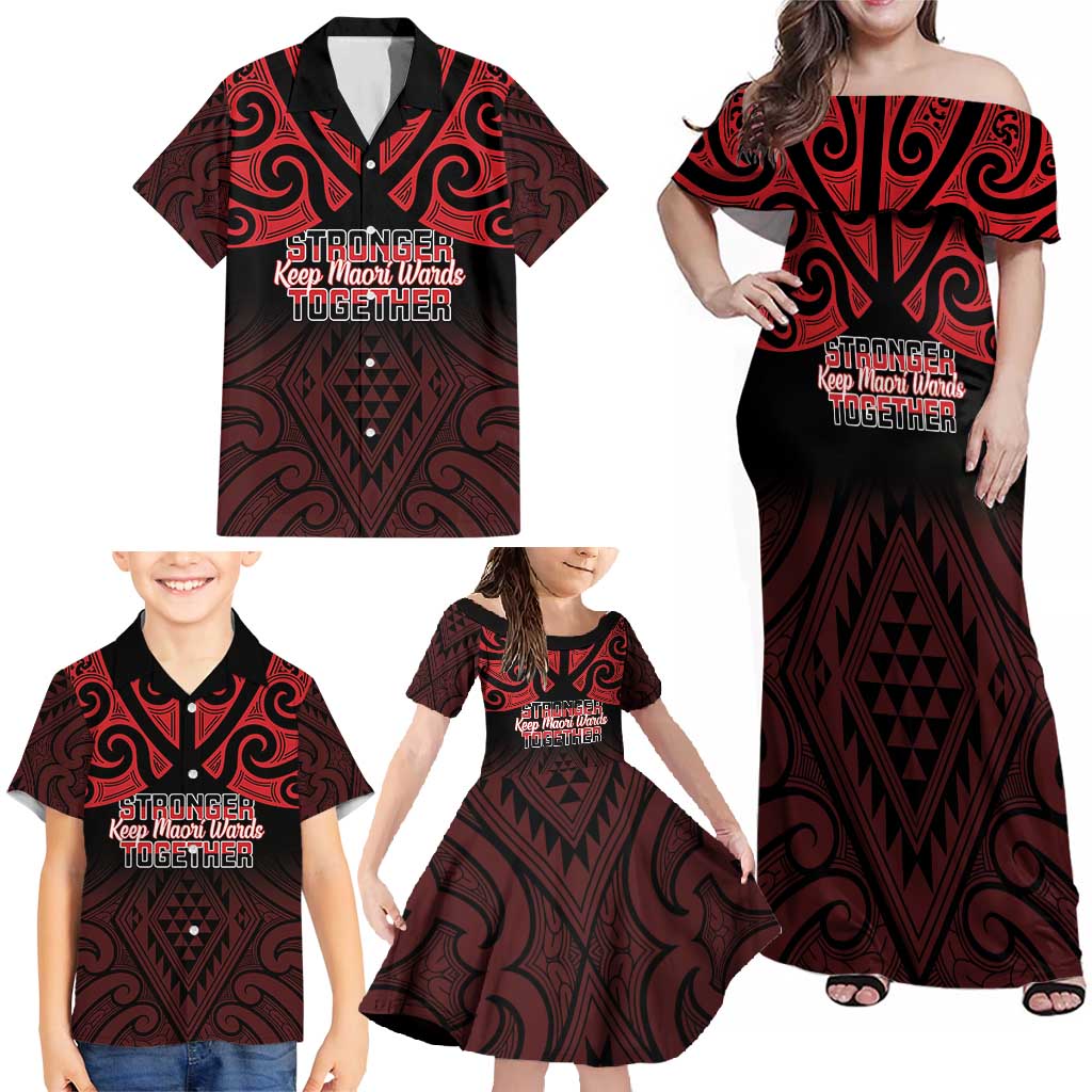 Personalised Keep Maori Wards New Zealand Family Matching Off Shoulder Maxi Dress and Hawaiian Shirt Stronger Together Aotearoa Taniko - Aussie Hoodie