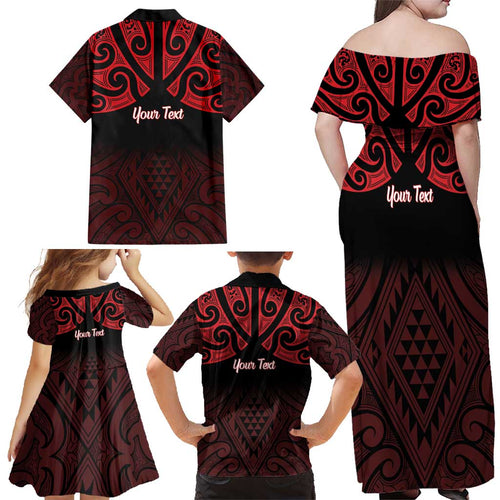 Personalised Keep Maori Wards New Zealand Family Matching Off Shoulder Maxi Dress and Hawaiian Shirt Stronger Together Aotearoa Taniko - Aussie Hoodie