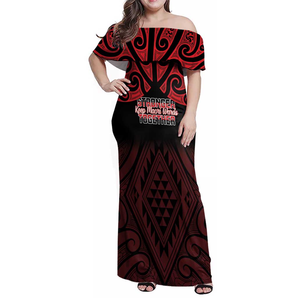 Personalised Keep Maori Wards New Zealand Family Matching Off Shoulder Maxi Dress and Hawaiian Shirt Stronger Together Aotearoa Taniko - Aussie Hoodie