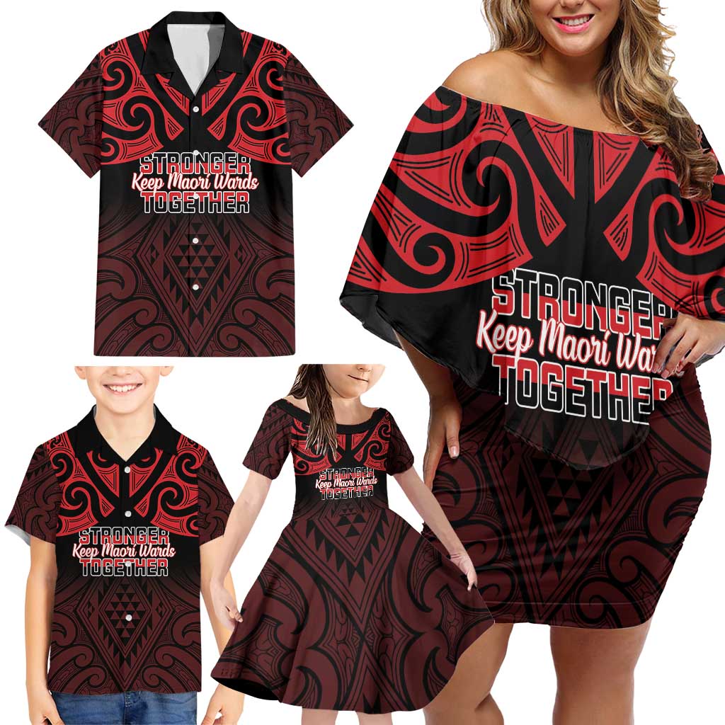 Personalised Keep Maori Wards New Zealand Family Matching Off Shoulder Short Dress and Hawaiian Shirt Stronger Together Aotearoa Taniko - Aussie Hoodie