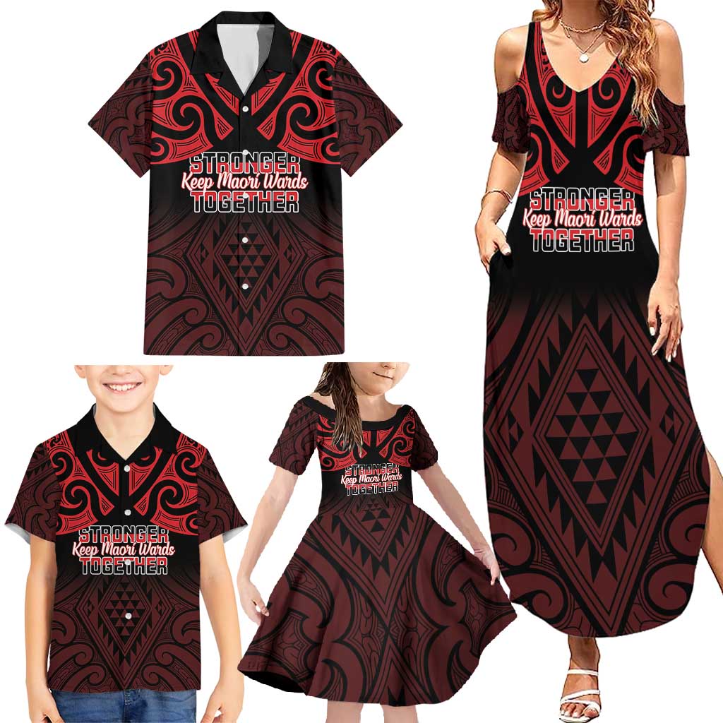 Personalised Keep Maori Wards New Zealand Family Matching Summer Maxi Dress and Hawaiian Shirt Stronger Together Aotearoa Taniko - Aussie Hoodie