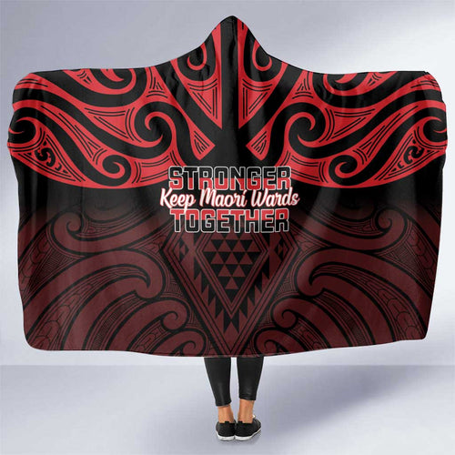 Keep Maori Wards New Zealand Hooded Blanket Stronger Together Aotearoa Taniko - Aussie Hoodie