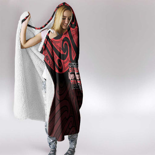 Keep Maori Wards New Zealand Hooded Blanket Stronger Together Aotearoa Taniko - Aussie Hoodie