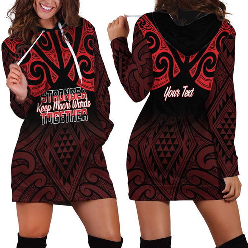 Personalised Keep Maori Wards New Zealand Hoodie Dress Stronger Together Aotearoa Taniko - Aussie Hoodie