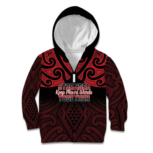 Personalised Keep Maori Wards New Zealand Kid Hoodie Stronger Together Aotearoa Taniko - Aussie Hoodie