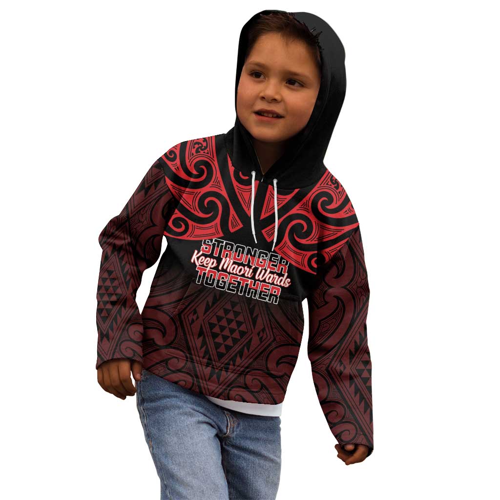 Personalised Keep Maori Wards New Zealand Kid Hoodie Stronger Together Aotearoa Taniko - Aussie Hoodie
