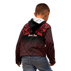 Personalised Keep Maori Wards New Zealand Kid Hoodie Stronger Together Aotearoa Taniko - Aussie Hoodie