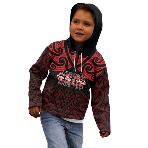 Personalised Keep Maori Wards New Zealand Kid Hoodie Stronger Together Aotearoa Taniko - Aussie Hoodie
