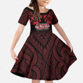 Personalised Keep Maori Wards New Zealand Kid Short Sleeve Dress Stronger Together Aotearoa Taniko - Aussie Hoodie