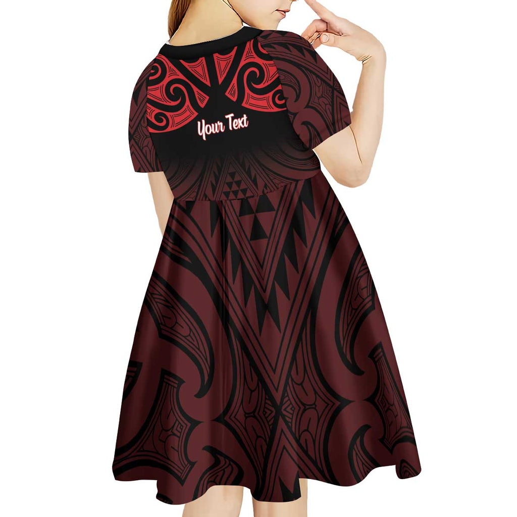 Personalised Keep Maori Wards New Zealand Kid Short Sleeve Dress Stronger Together Aotearoa Taniko - Aussie Hoodie