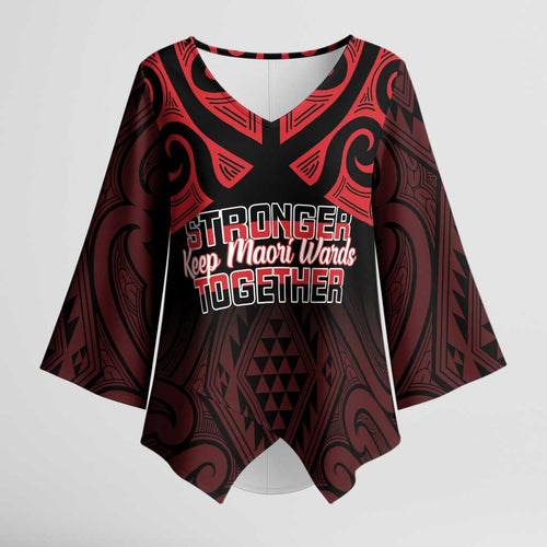 Personalised Keep Maori Wards New Zealand Kimono Sleeve Blouse Stronger Together Aotearoa Taniko - Aussie Hoodie