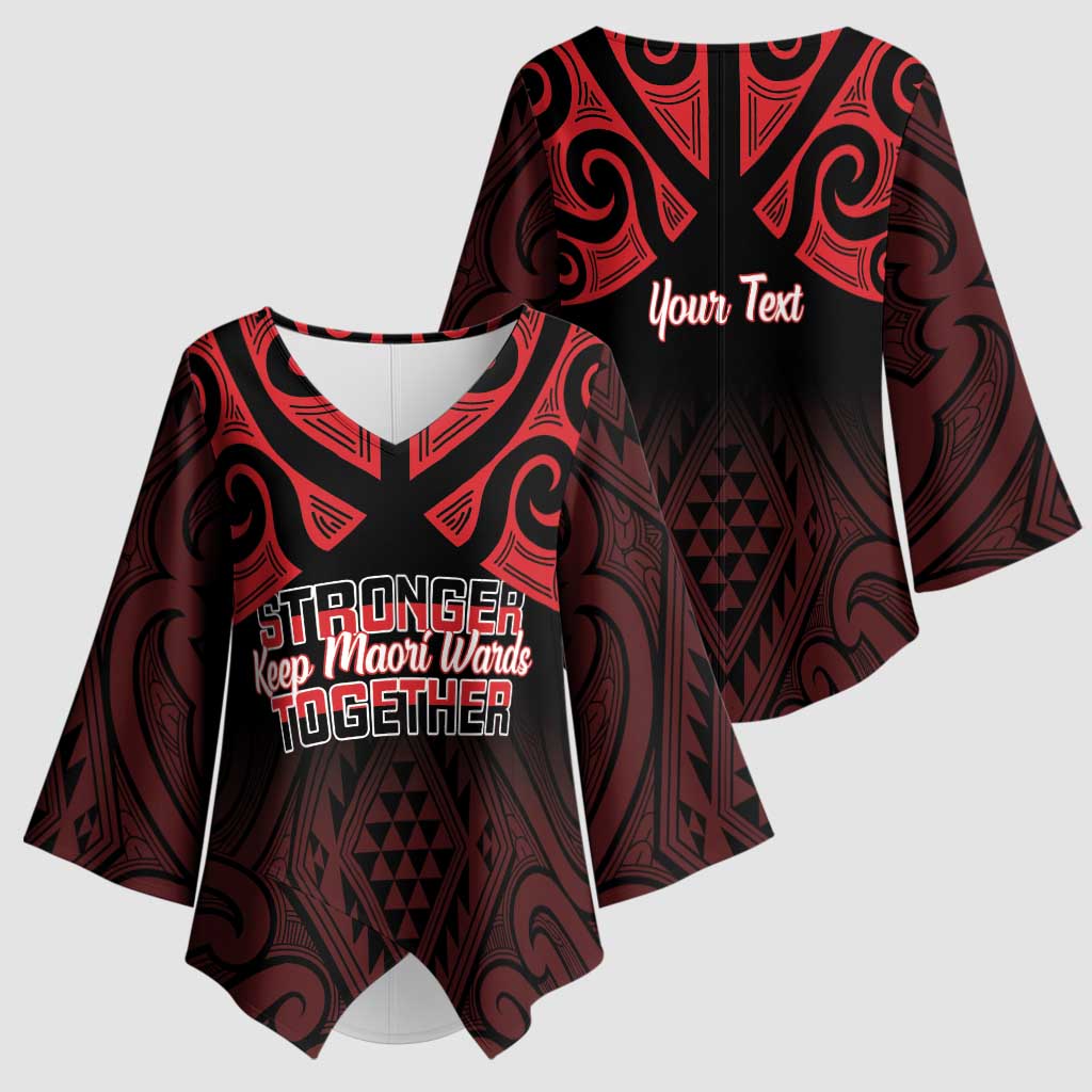 Personalised Keep Maori Wards New Zealand Kimono Sleeve Blouse Stronger Together Aotearoa Taniko - Aussie Hoodie