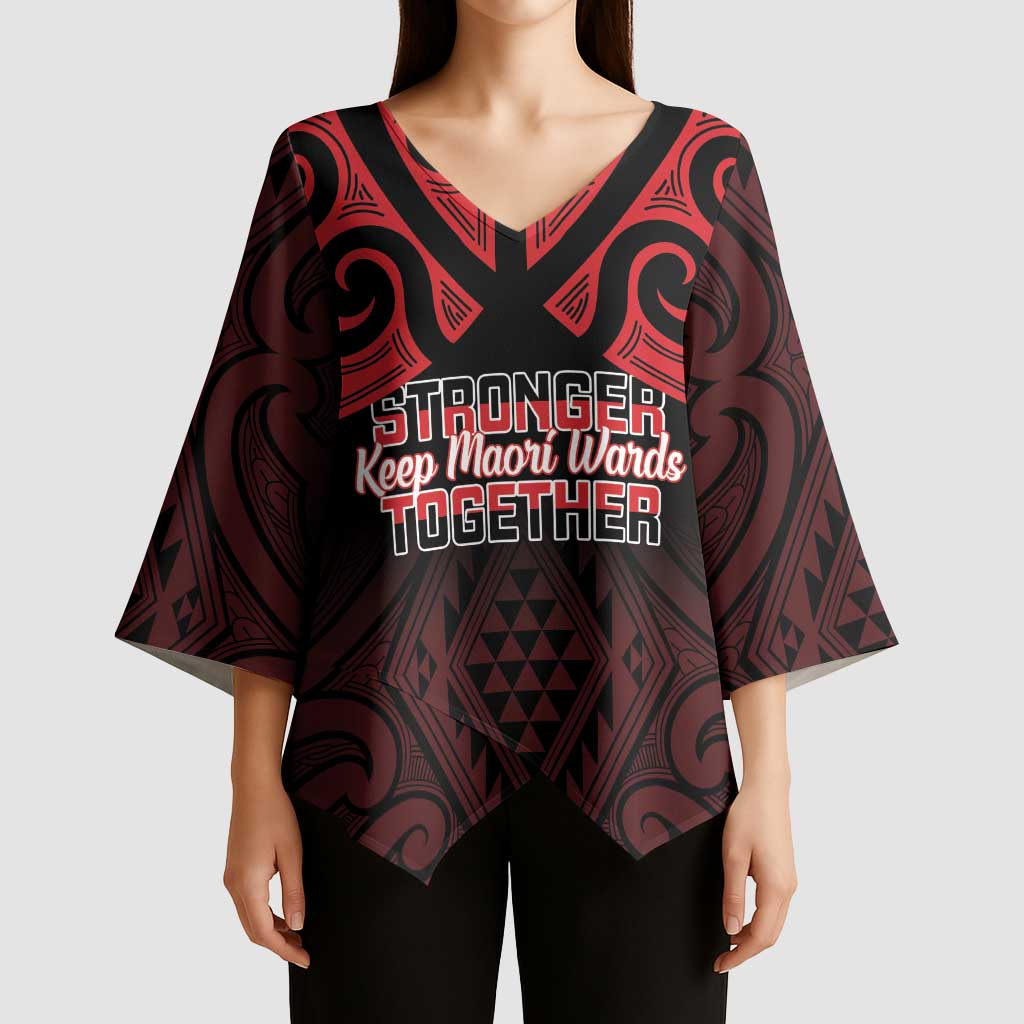 Personalised Keep Maori Wards New Zealand Kimono Sleeve Blouse Stronger Together Aotearoa Taniko - Aussie Hoodie