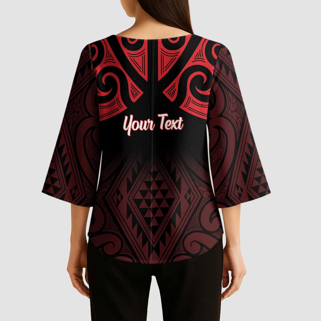 Personalised Keep Maori Wards New Zealand Kimono Sleeve Blouse Stronger Together Aotearoa Taniko - Aussie Hoodie