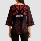 Personalised Keep Maori Wards New Zealand Kimono Sleeve Blouse Stronger Together Aotearoa Taniko - Aussie Hoodie