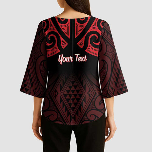 Personalised Keep Maori Wards New Zealand Kimono Sleeve Blouse Stronger Together Aotearoa Taniko - Aussie Hoodie