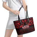 Keep Maori Wards New Zealand Leather Tote Bag Stronger Together Aotearoa Taniko - Aussie Hoodie
