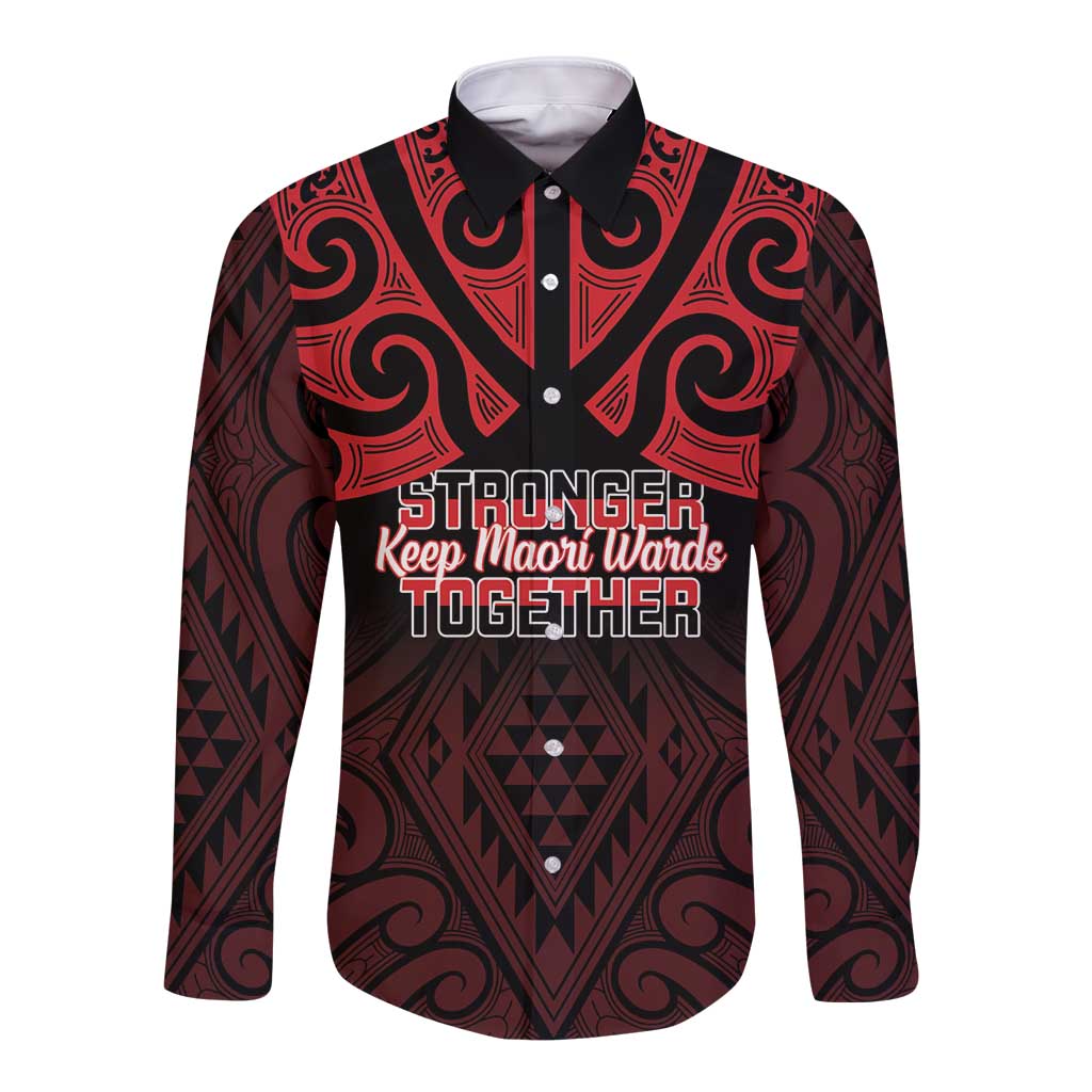 Personalised Keep Maori Wards New Zealand Long Sleeve Button Shirt Stronger Together Aotearoa Taniko - Aussie Hoodie